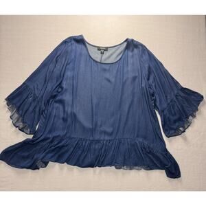 Ruffled Karen Kane Blue 3X Blouse